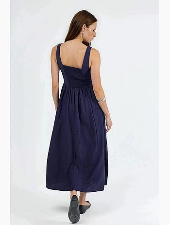 Robe midi unie à col carré busem