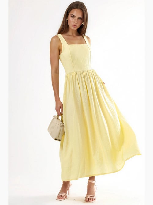 Robe midi unie à col carré busem - Kiabi