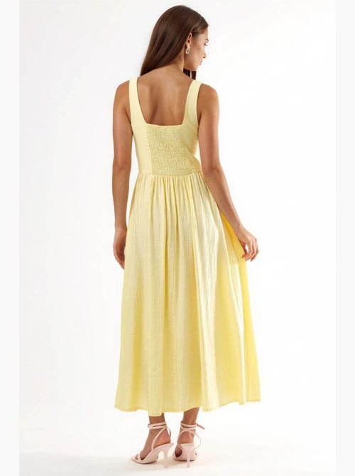 Robe midi unie à col carré busem - Kiabi