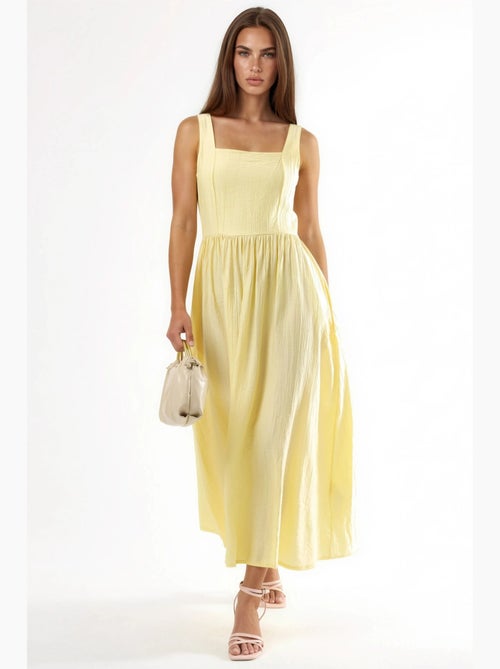 Robe midi unie à col carré busem - Kiabi