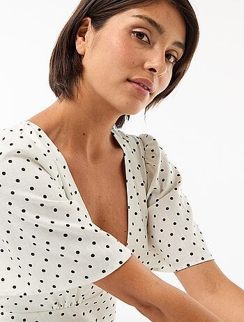 Robe midi unie à manches courtes