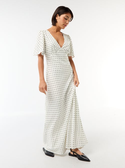 Robe midi unie à manches courtes - Kiabi
