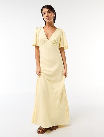 Robe midi unie à manches courtes