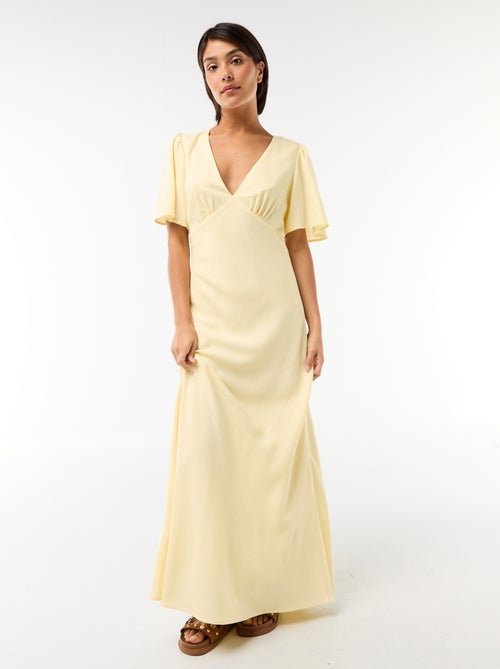 Robe midi unie à manches courtes - Kiabi