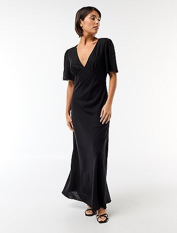 Robe midi unie à manches courtes