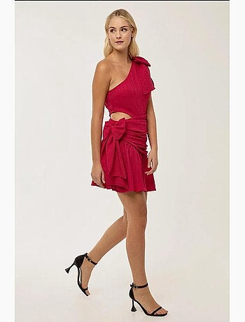 Robe mini à col asymétrique et détail nœud hiccup