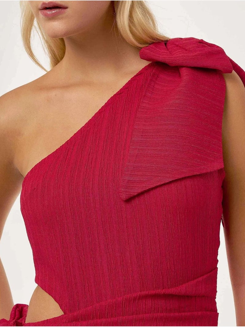 Robe mini à col asymétrique et détail nœud Rose fushia - Kiabi