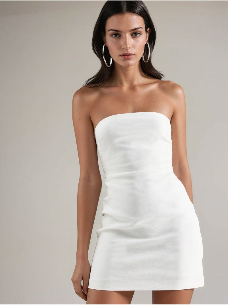 Robe mini bustier Blanc cassé - Kiabi