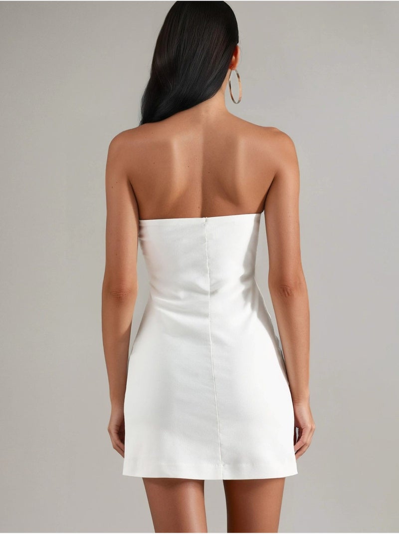 Robe mini bustier Blanc cassé - Kiabi