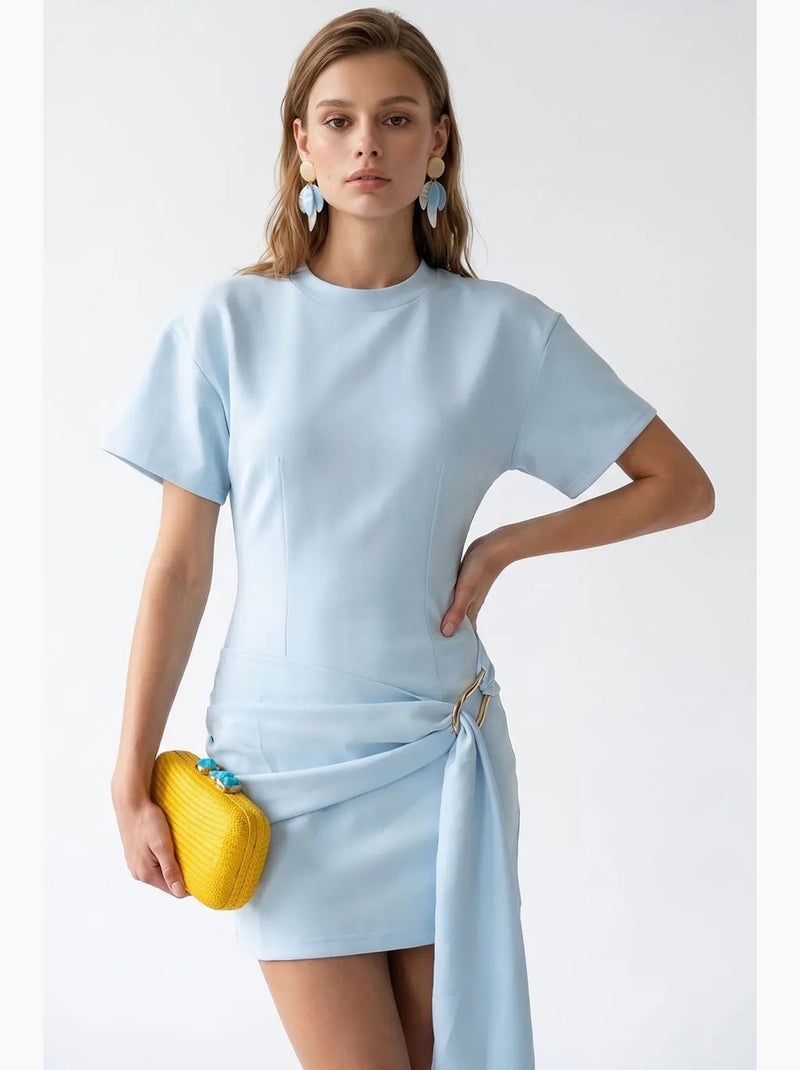 Robe mini en crêpe tissé mixray Bleu ciel - Kiabi