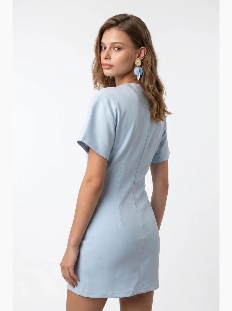 Robe mini en crêpe tissé mixray Bleu ciel - Kiabi