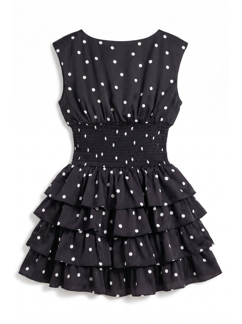 Robe mini en satin à pois hiccup Noir Blanc - Kiabi