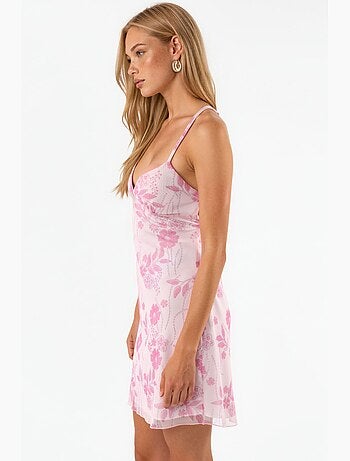 Robe mini en tulle à motif avec détail au dos