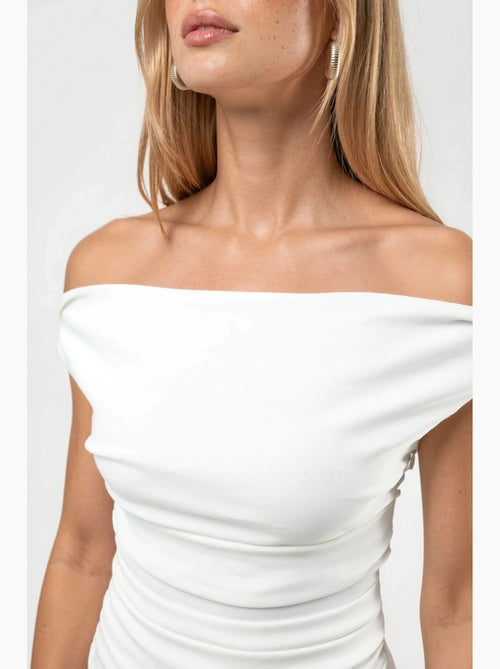 Robe mini épaules dénudées et col bateau hiccup - Kiabi