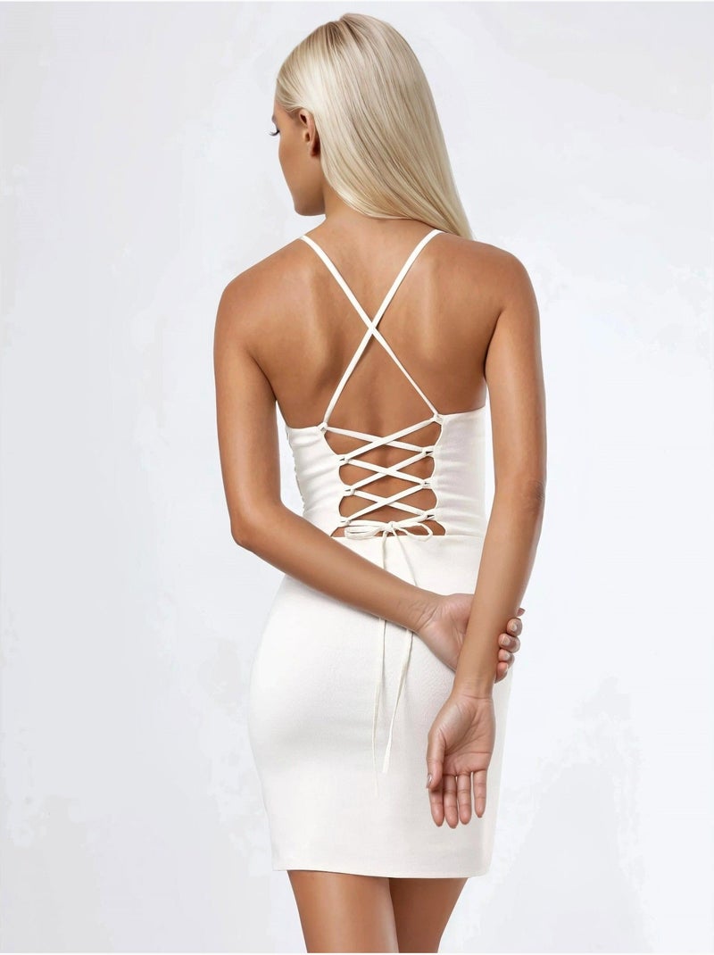 Robe mini moulante à col cœur hiccup Blanc cassé - Kiabi