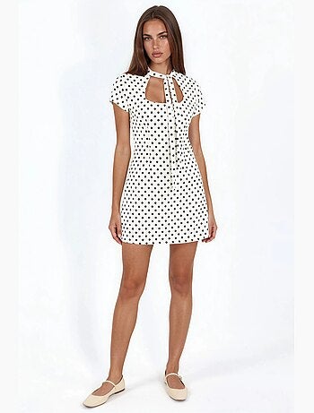 Robe mini moulante à col roulé mi-long et à pois hiccup