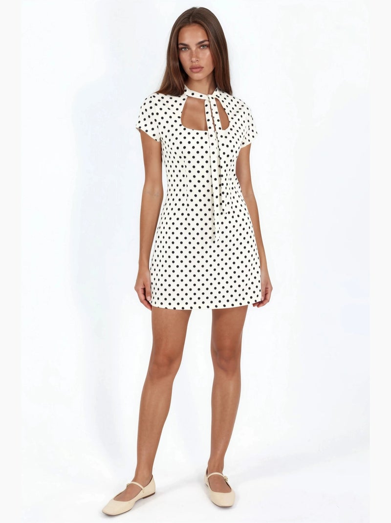Robe mini moulante à col roulé mi-long et à pois hiccup Multicolore - Kiabi
