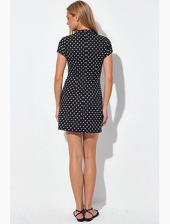 Robe mini moulante à col roulé mi-long et à pois hiccup