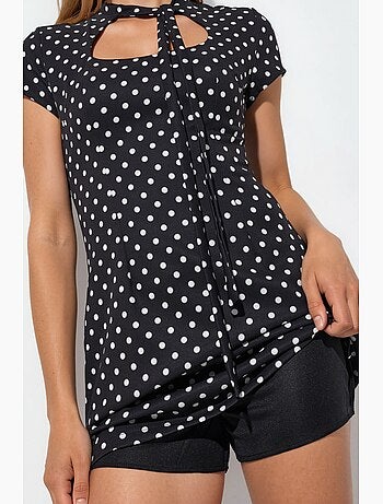 Robe mini moulante à col roulé mi-long et à pois hiccup