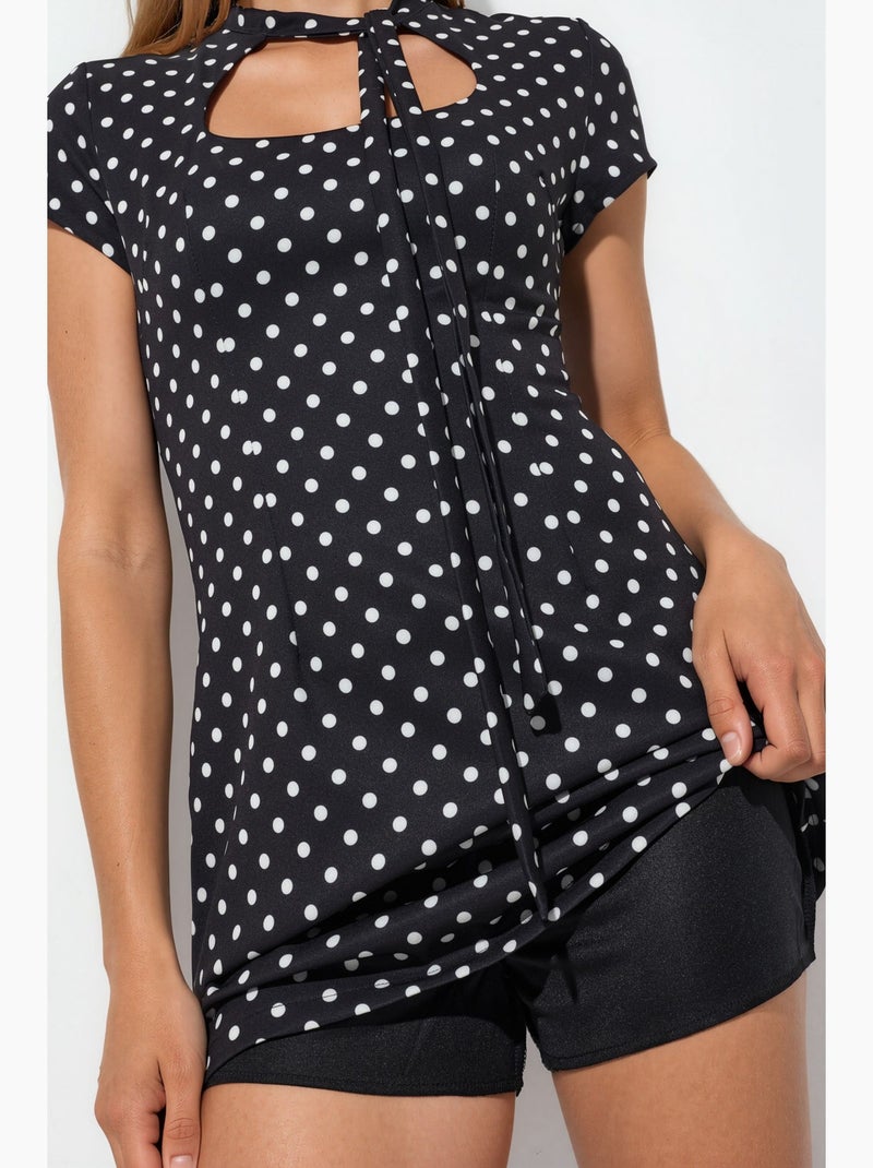 Robe mini moulante à col roulé mi-long et à pois hiccup Noir - Kiabi