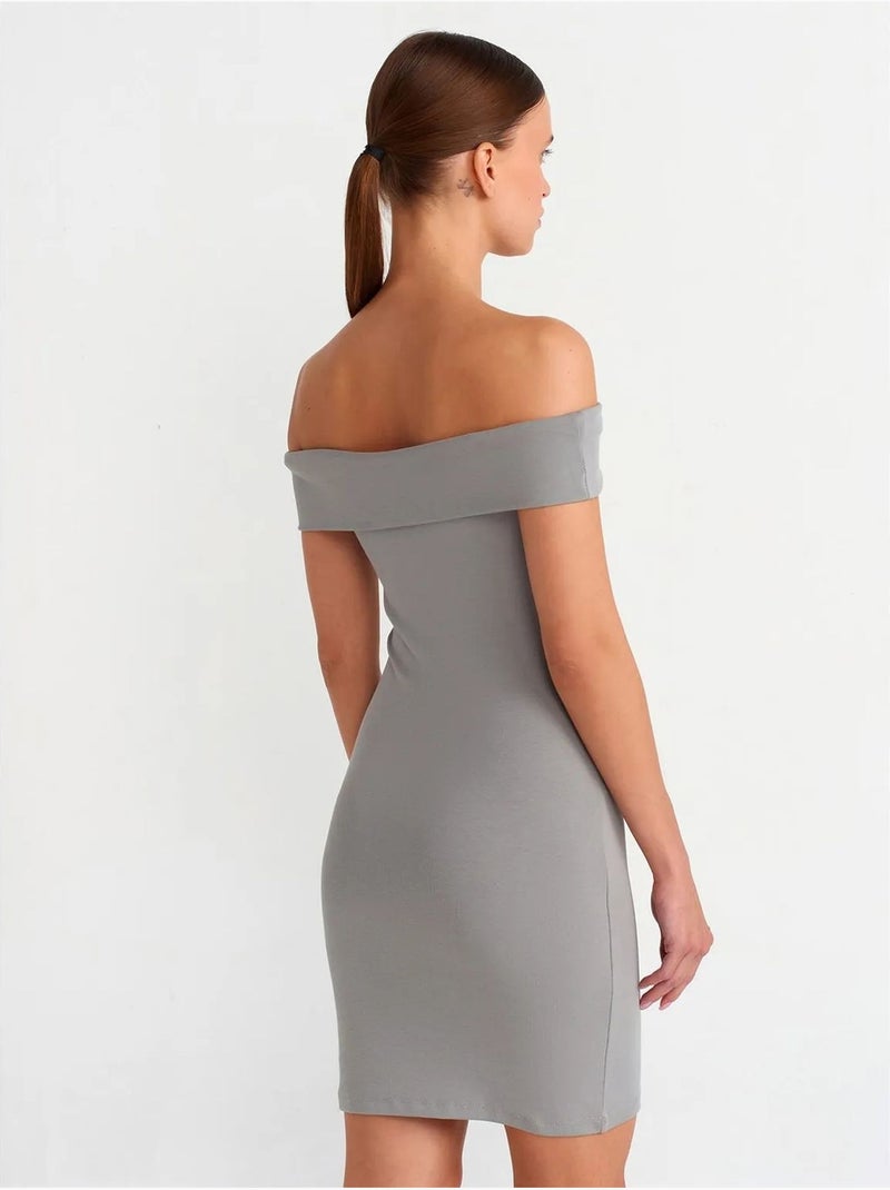 Robe Mini Moulante À Épaules Dénudées Gris - Kiabi