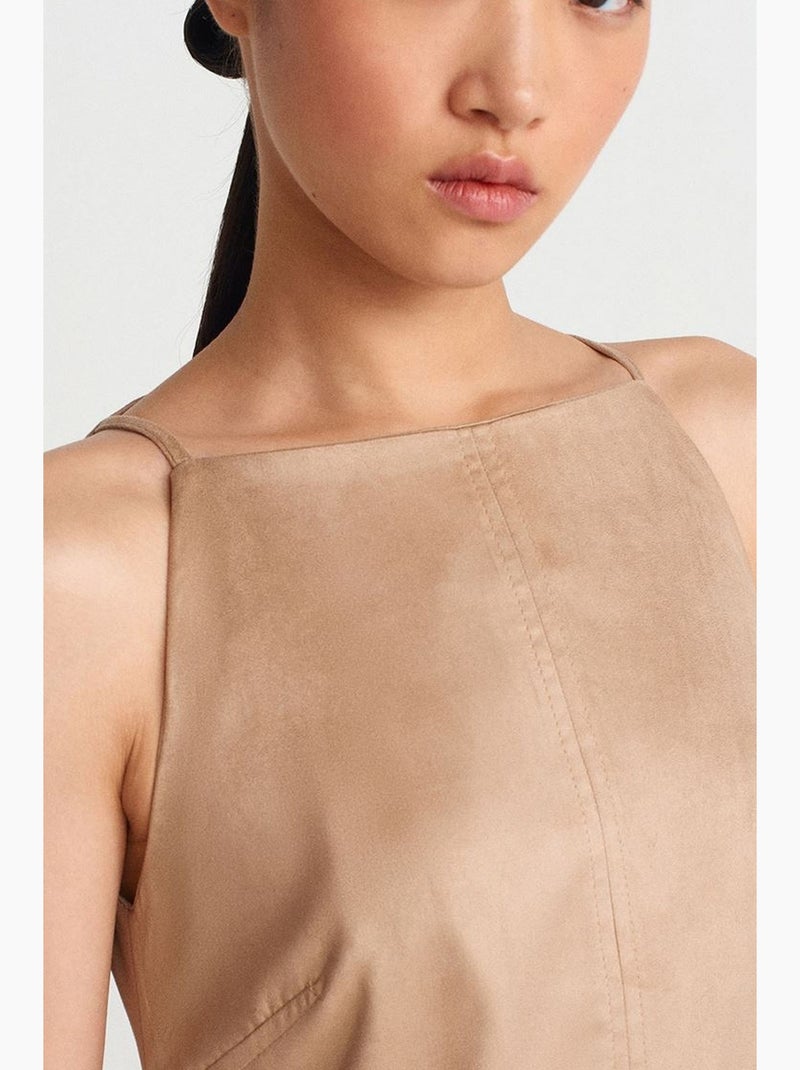 Robe mini sans manches à fermeture éclair dilvin Grège - Kiabi