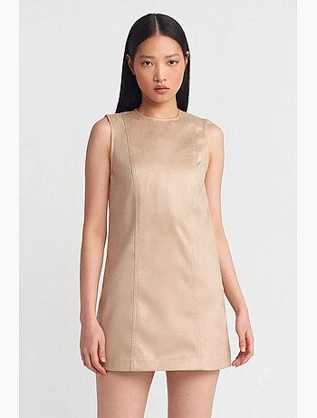 Robe mini sans manches en similicuir dilvin