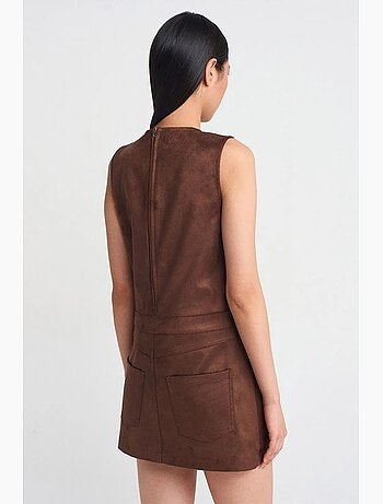 Robe mini sans manches en similicuir dilvin