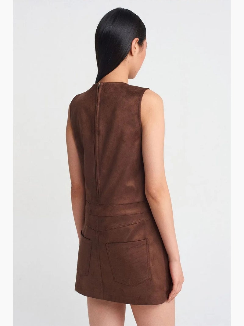 Robe mini sans manches en similicuir dilvin Marron - Kiabi