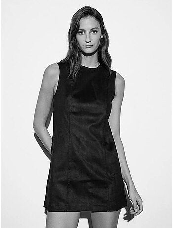 Robe mini sans manches en similicuir dilvin