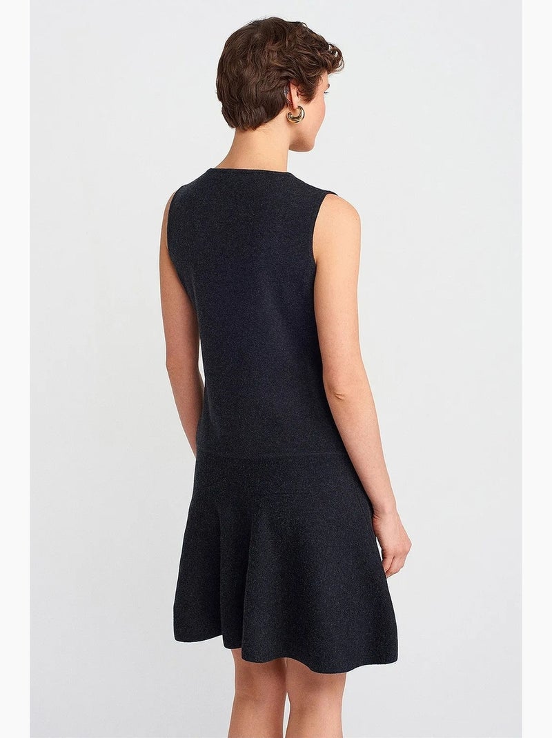 Robe mini skater en maille sans manches dilvin Noir - Kiabi