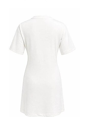 Robe mini t-shirt à col rond avec accessoire en pierre mixray