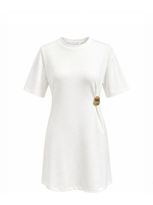 Robe mini t-shirt à col rond avec accessoire en pierre mixray - Kiabi