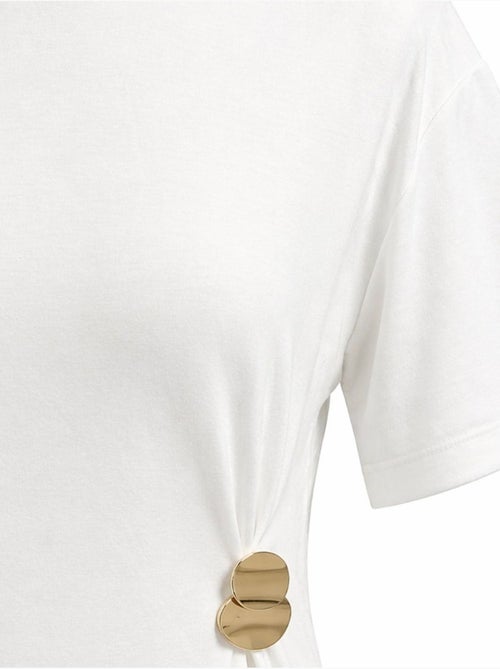 Robe mini t-shirt à col rond avec accessoire en pierre mixray - Kiabi