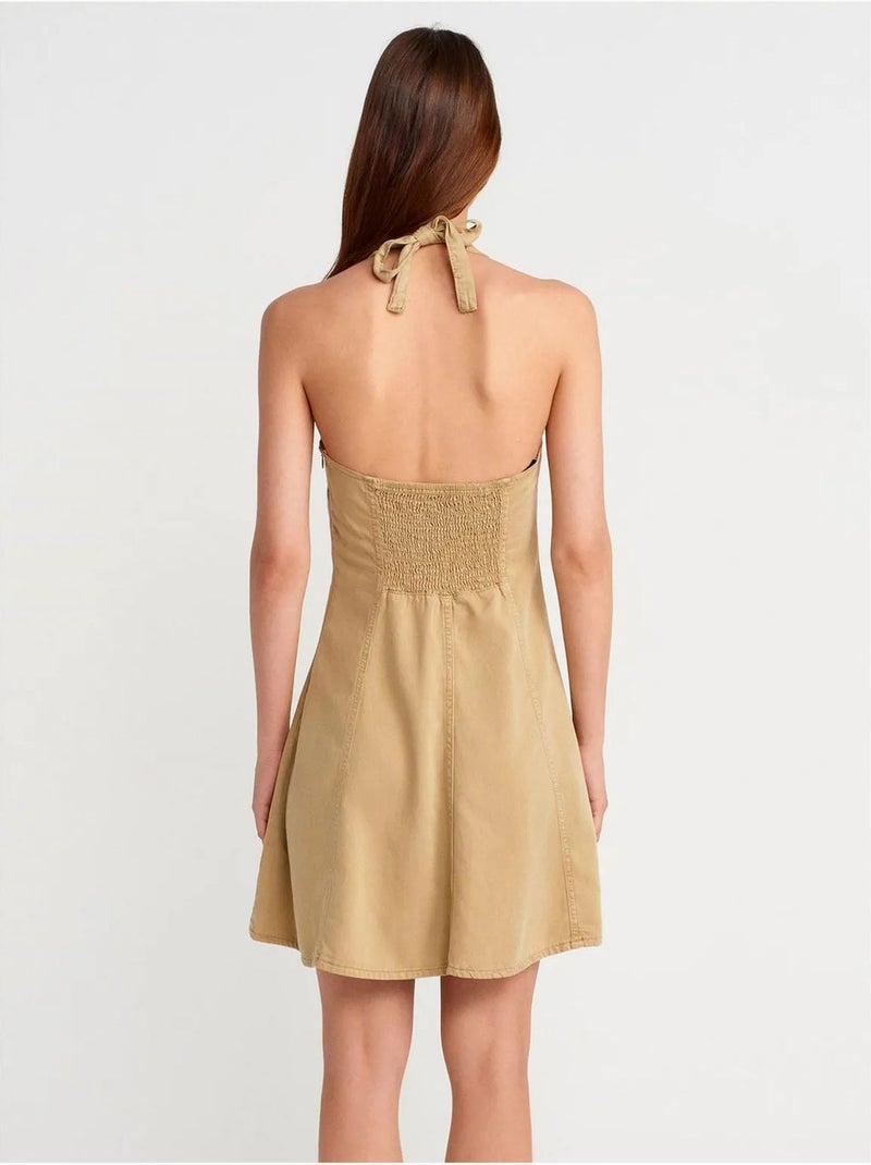 Robe Mini Trapèze À Col Halter Camel - Kiabi