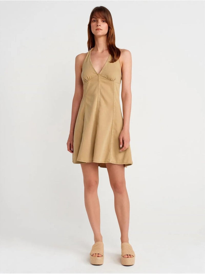 Robe Mini Trapèze À Col Halter Camel - Kiabi