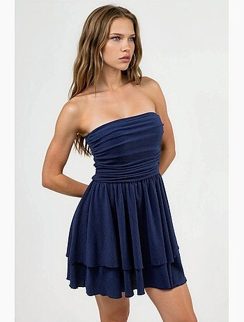Robe mini trapèze texturée sans bretelles hiccup