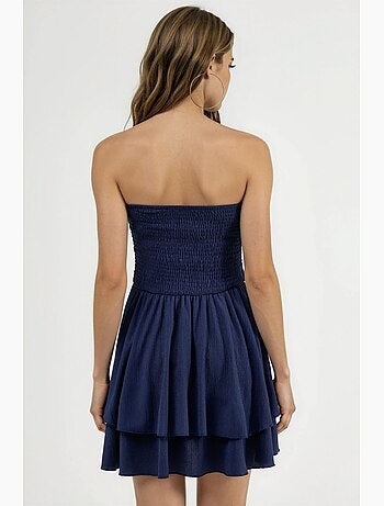 Robe mini trapèze texturée sans bretelles hiccup