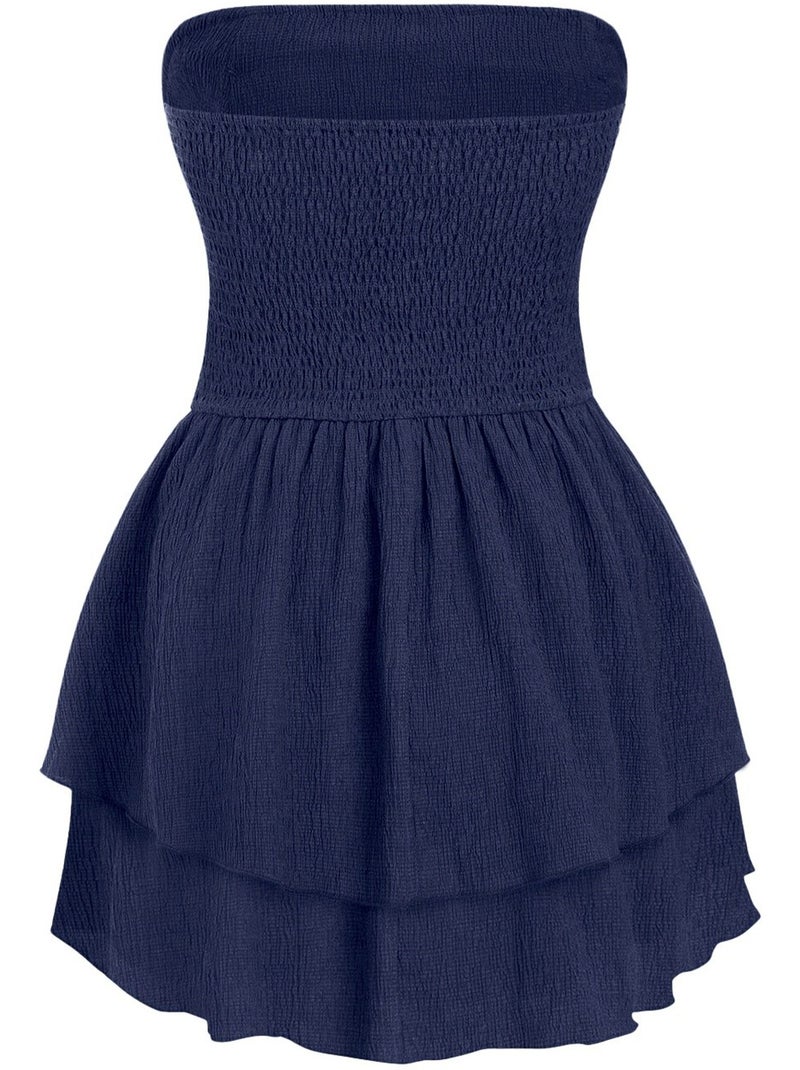 Robe mini trapèze texturée sans bretelles hiccup Bleu marine - Kiabi