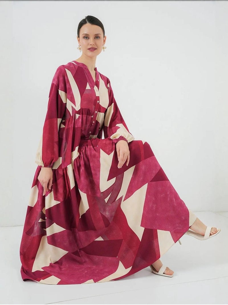 Robe modeste à motifs authentiques bdart Rouge grenat - Kiabi