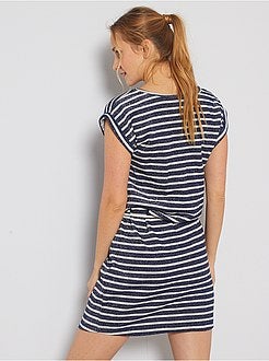 Robe molletonnée rayée et pailletée - Kiabi