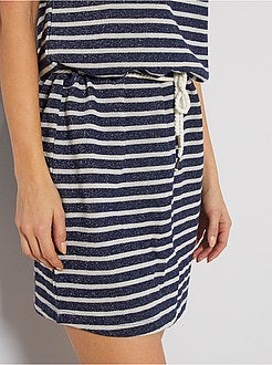 Robe molletonnée rayée et pailletée - Kiabi