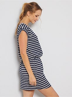 Robe molletonnée rayée et pailletée - Kiabi