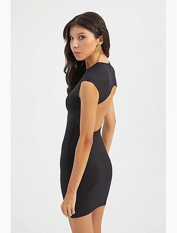 Robe moulante courte à col ras du cou et manches courtes avec découpe au dos hiccup