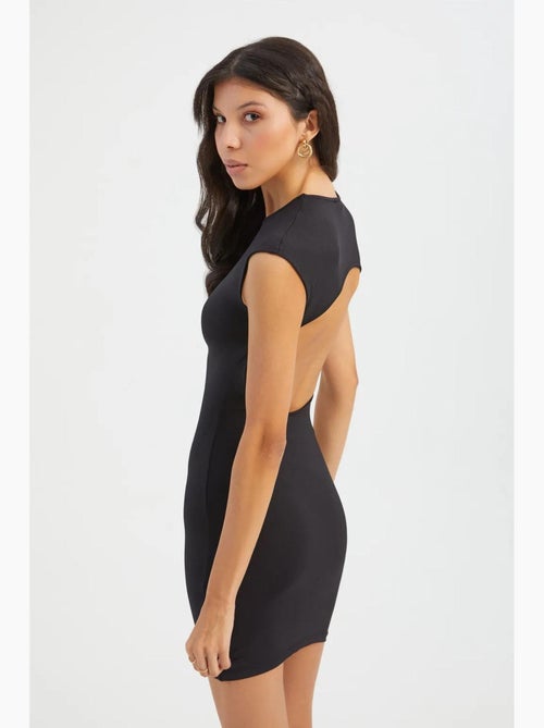 Robe moulante courte à col ras du cou et manches courtes avec découpe au dos hiccup - Kiabi