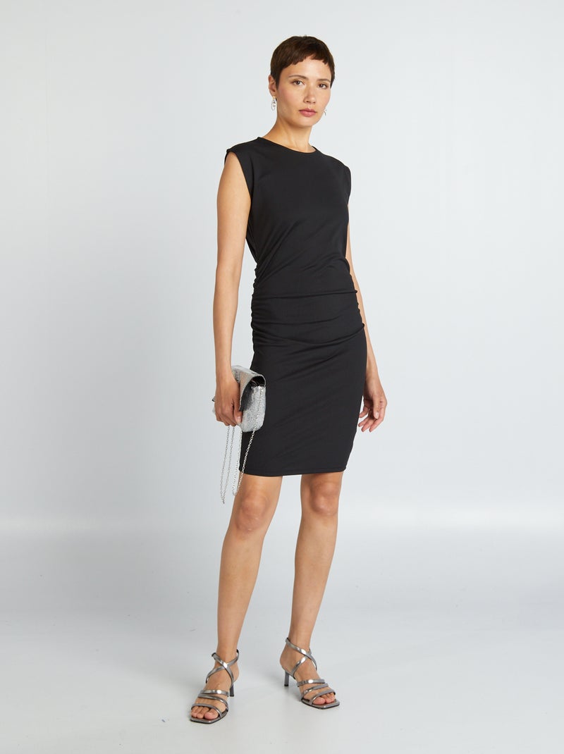 Robe moulante en maille côtelée noir - Kiabi