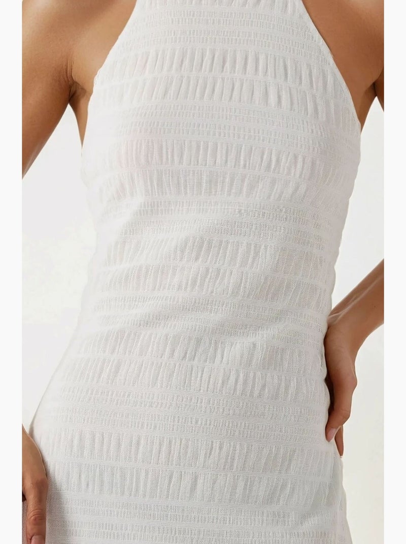 Robe moulante longue avec col licou hiccup Blanc - Kiabi