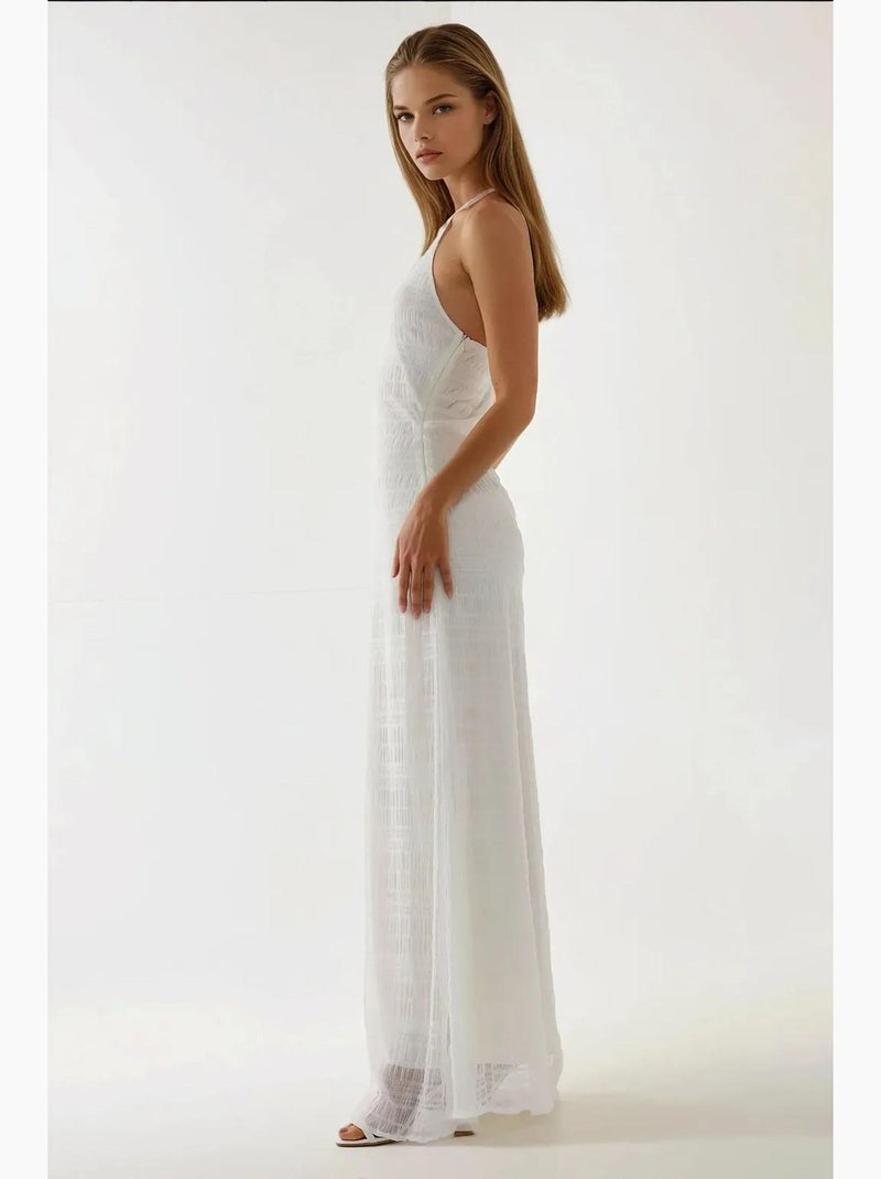 Robe moulante longue avec col licou hiccup Blanc - Kiabi