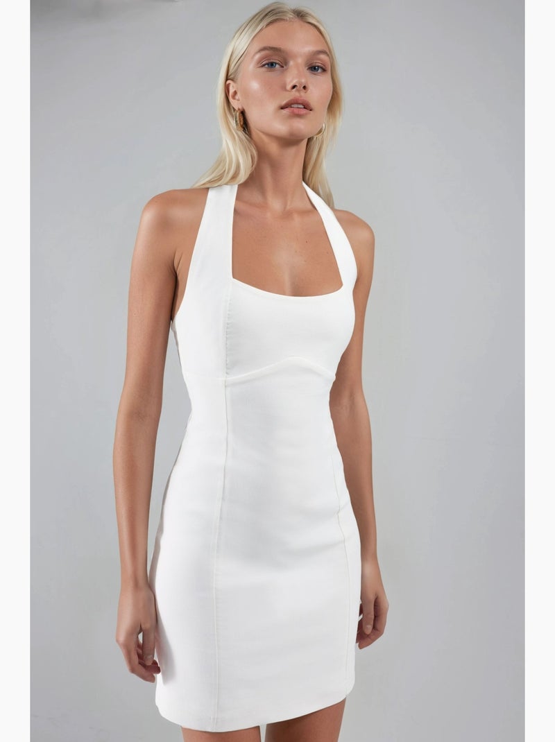 Robe moulante mini à col halter hiccup Blanc - Kiabi