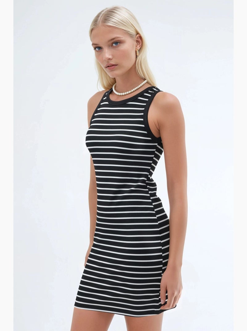 Robe moulante mini à col rond hiccup Noir Blanc - Kiabi